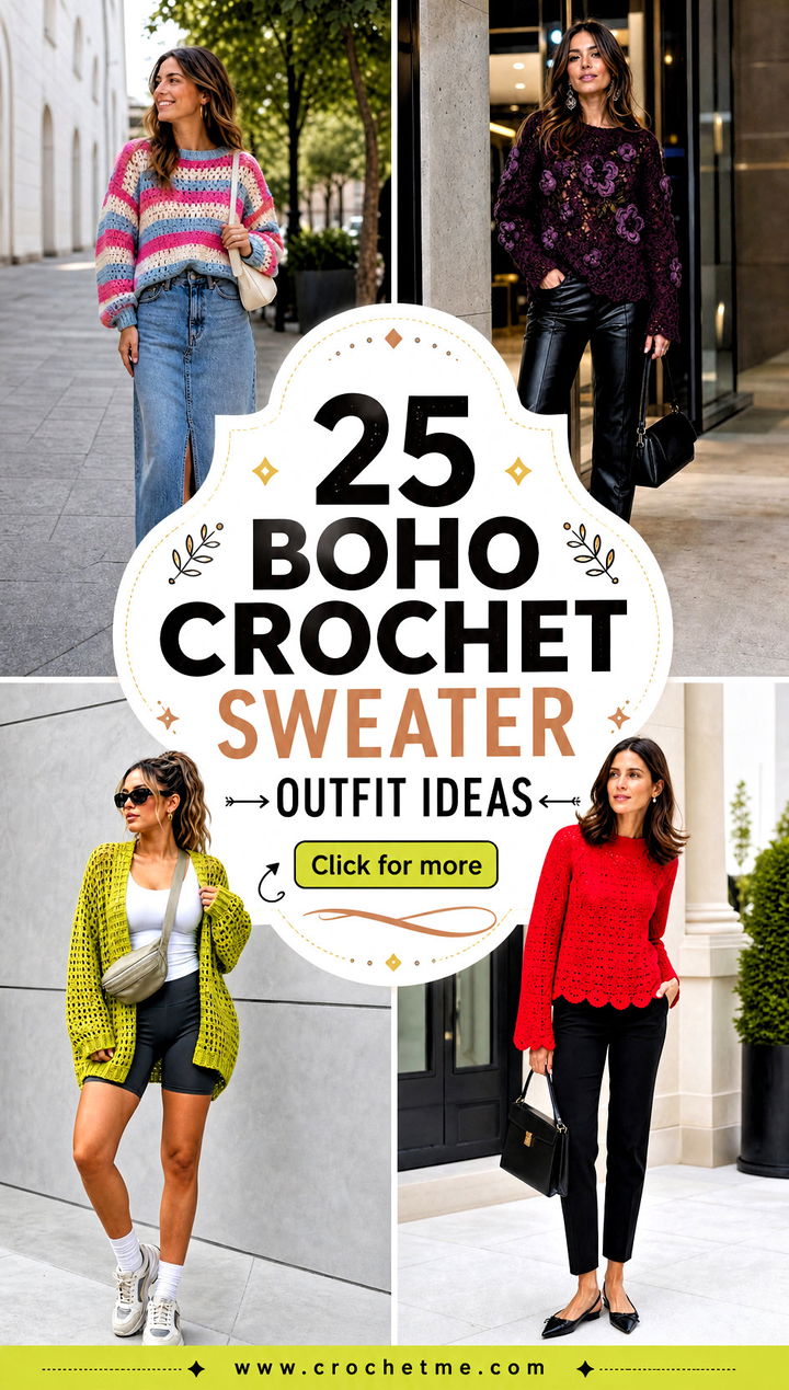 25 Boho Crochet Sweater outfit ideas - 25 Boho Crochet Sweater outfit ideas