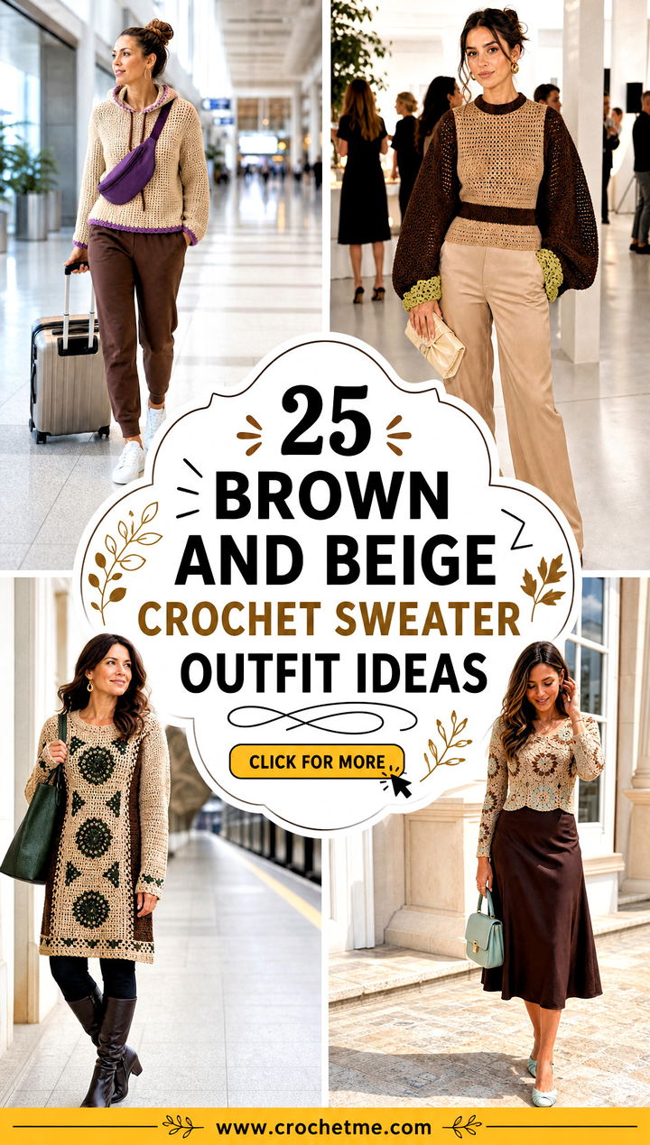 25 Brown And Beige Crochet Sweater outfit ideas - 25 Brown And Beige Crochet Sweater outfit ideas