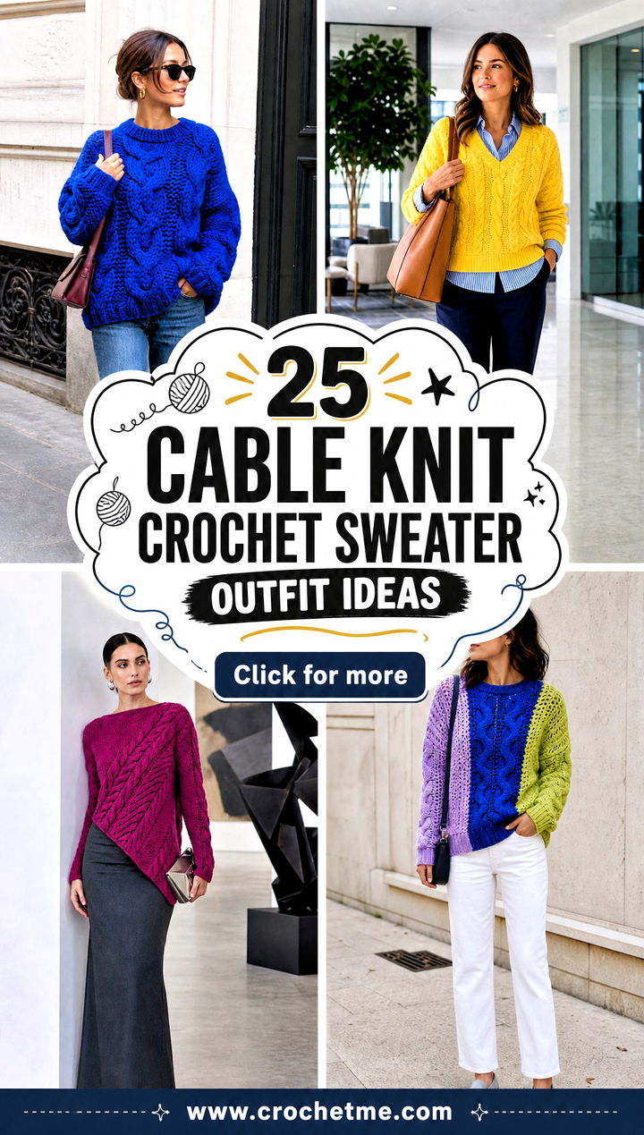 25 Cable Knit Crochet Sweater outfit ideas - 25 Cable Knit Crochet Sweater outfit ideas