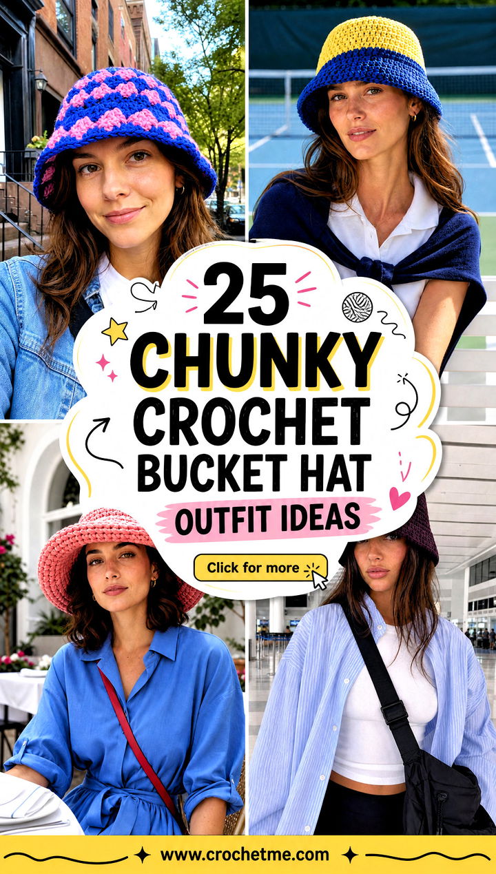25 Chunky Crochet Bucket Hat outfit ideas - 25 Chunky Crochet Bucket Hat outfit ideas