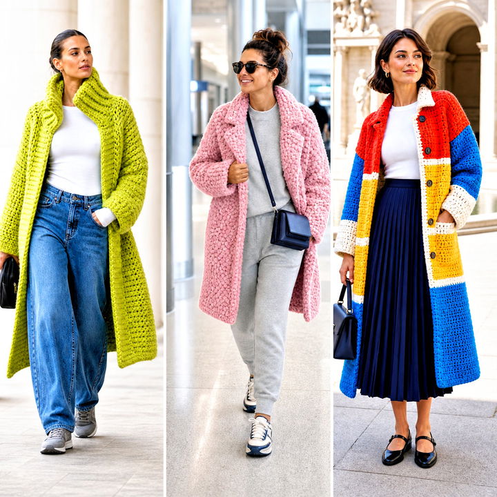 25 Chunky Crochet Coat Outfit Ideas for Chic Winter Style