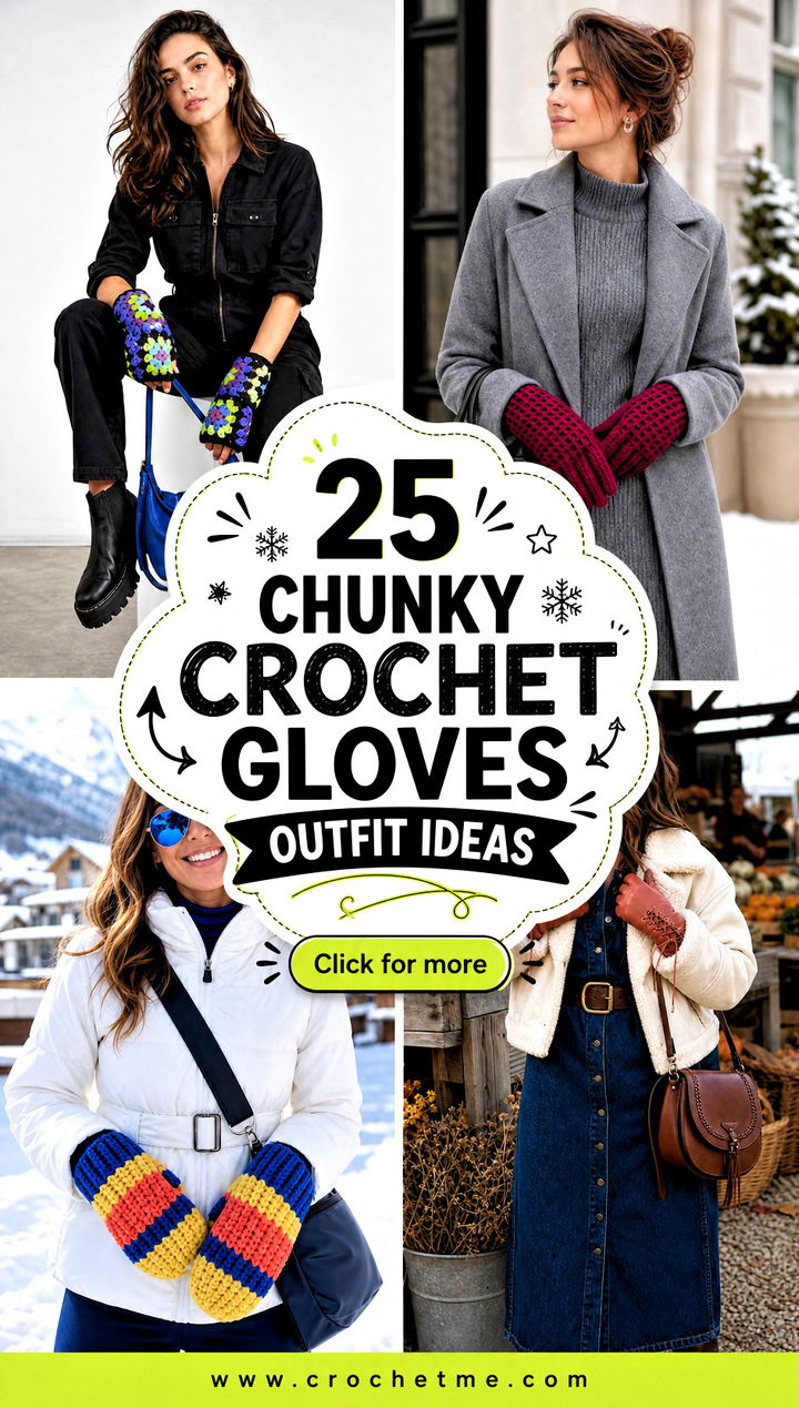 25 Chunky Crochet Gloves outfit ideas - 25 Chunky Crochet Gloves outfit ideas