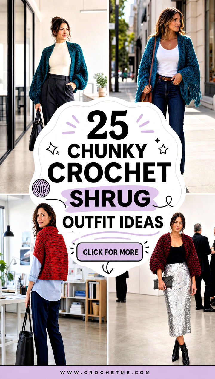 25 Chunky Crochet Shrug outfit ideas - 25 Chunky Crochet Shrug outfit ideas