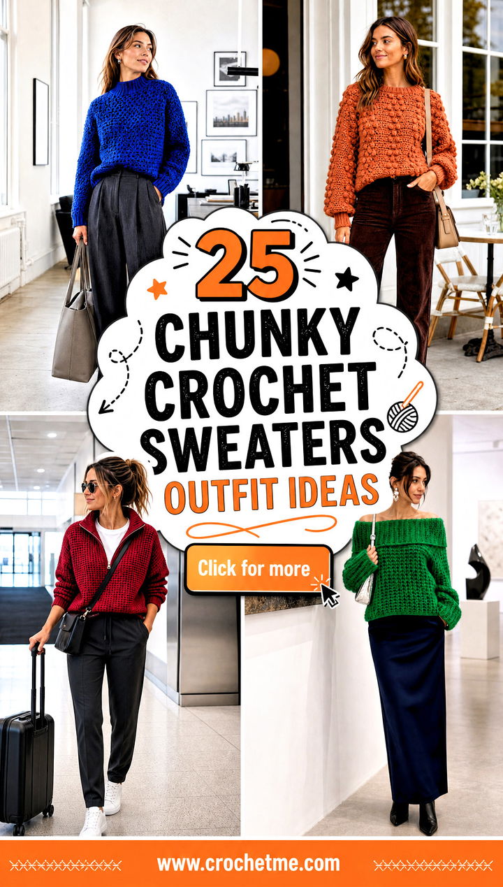 25 Chunky Crochet Sweaters outfit ideas - 25 Chunky Crochet Sweaters outfit ideas