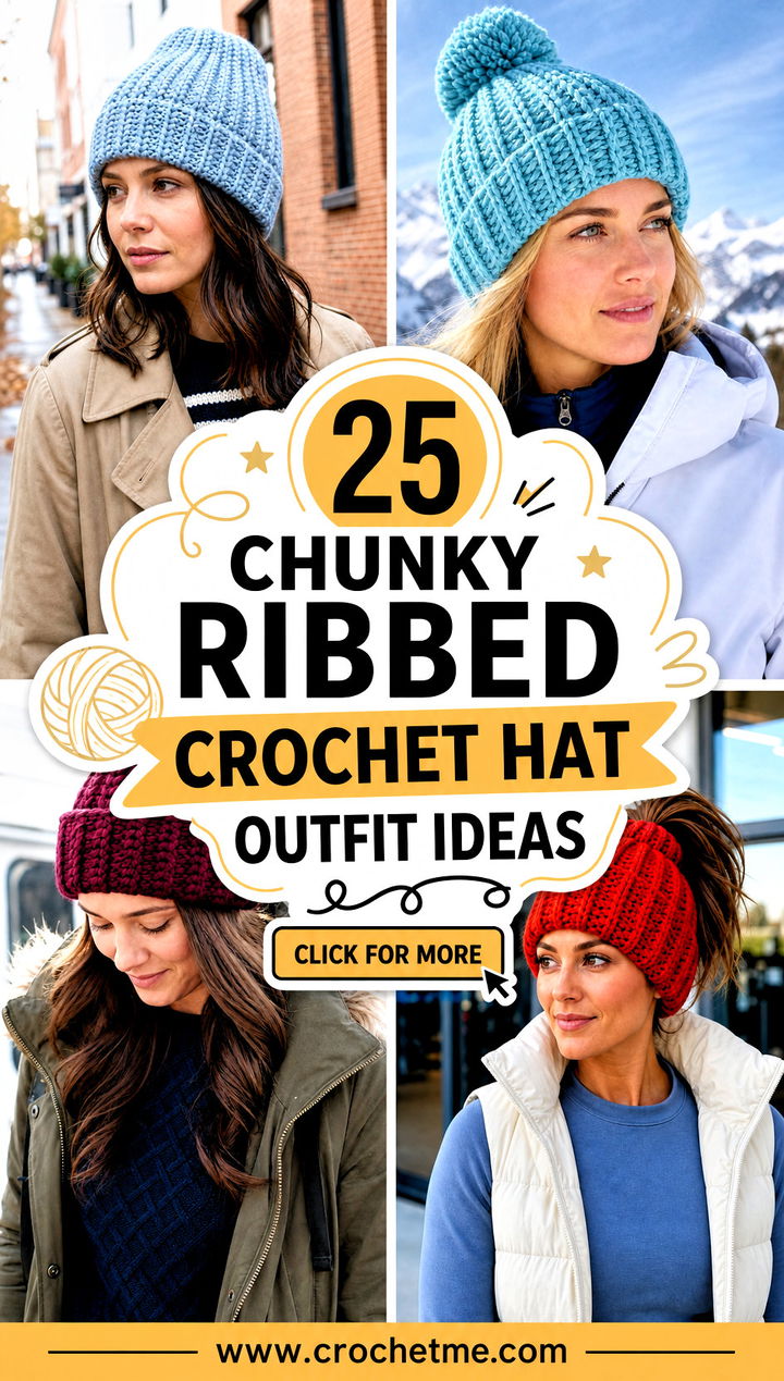 25 Chunky Ribbed Crochet Hat outfit ideas - 25 Chunky Ribbed Crochet Hat outfit ideas