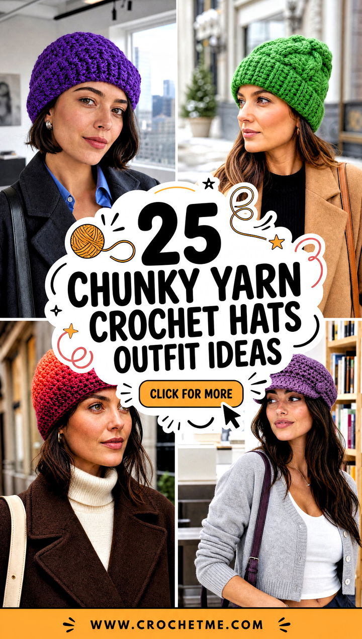 25 Chunky Yarn Crochet Hats outfit ideas - 25 Chunky Yarn Crochet Hats outfit ideas