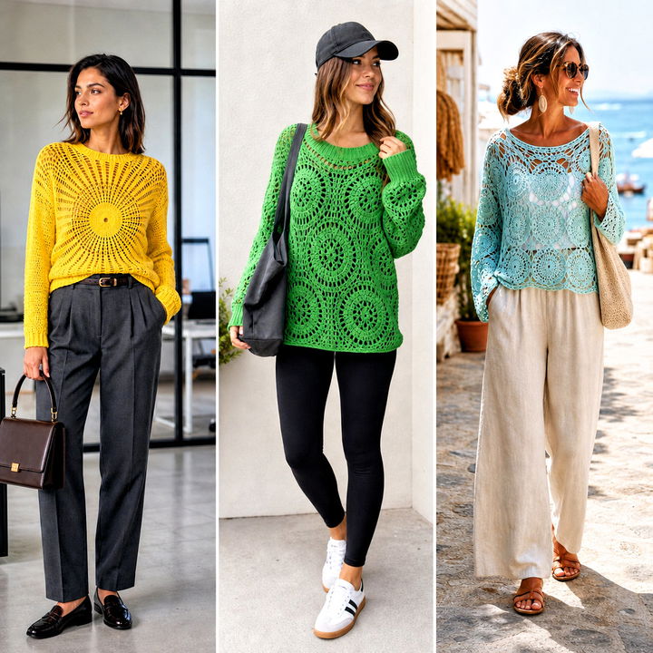 25 Circle Crochet Sweater Outfit Ideas for Cozy Boho Style
