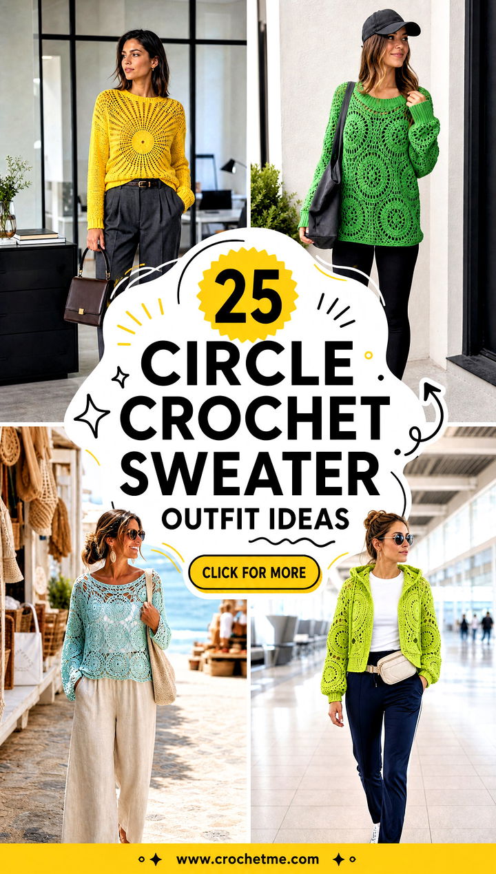 25 Circle Crochet Sweater outfit ideas - 25 Circle Crochet Sweater outfit ideas