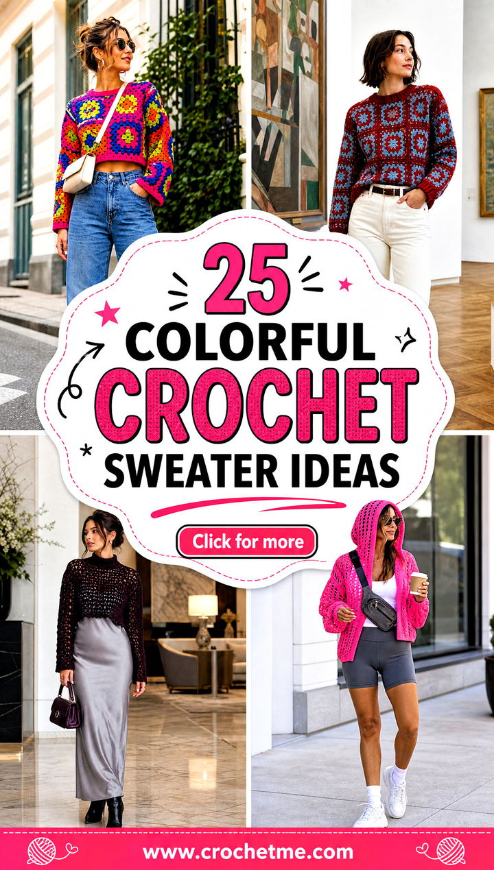 25 Colorful Crochet Sweater Ideas - 25 Colorful Crochet Sweater Ideas