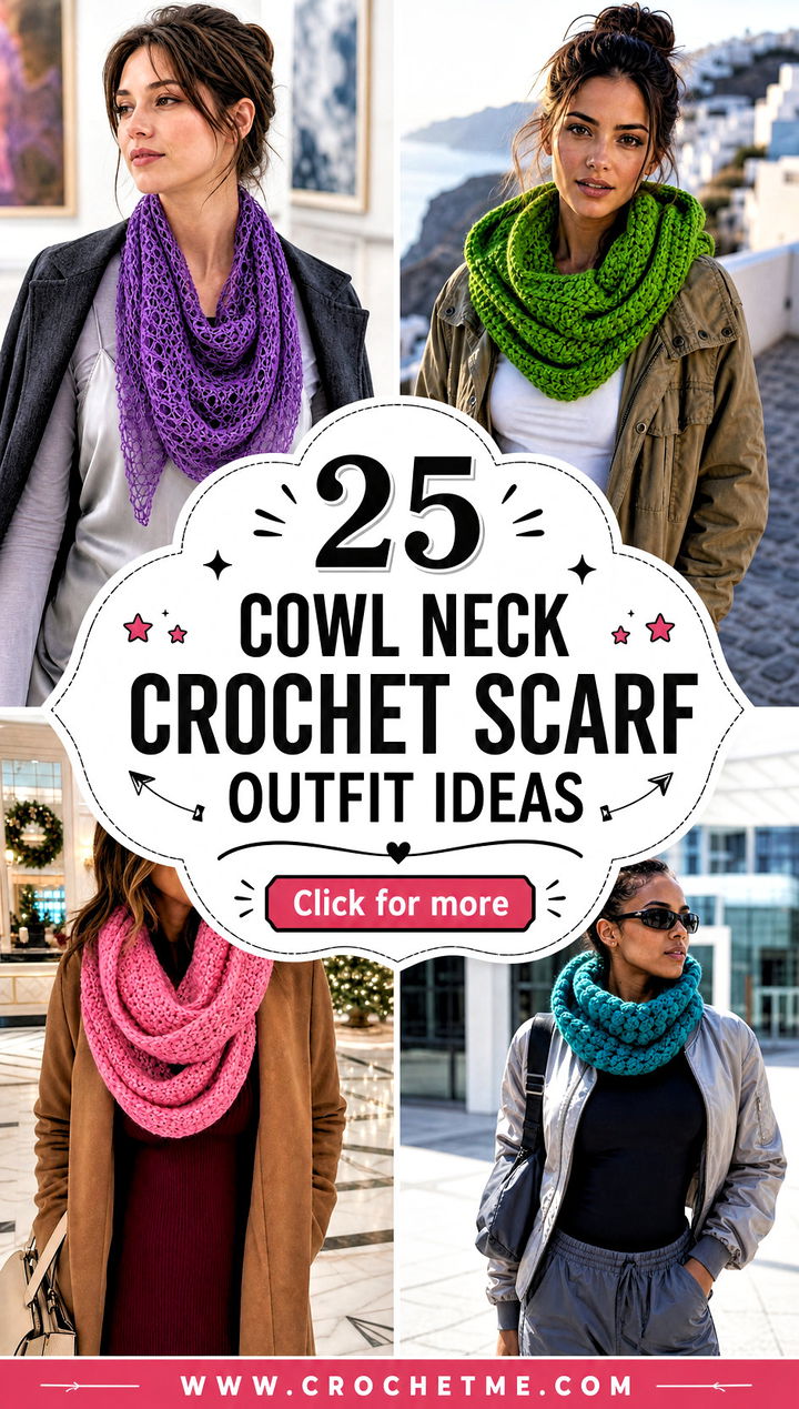 25 Cowl Neck Crochet Scarf outfit ideas - 25 Cowl Neck Crochet Scarf outfit ideas