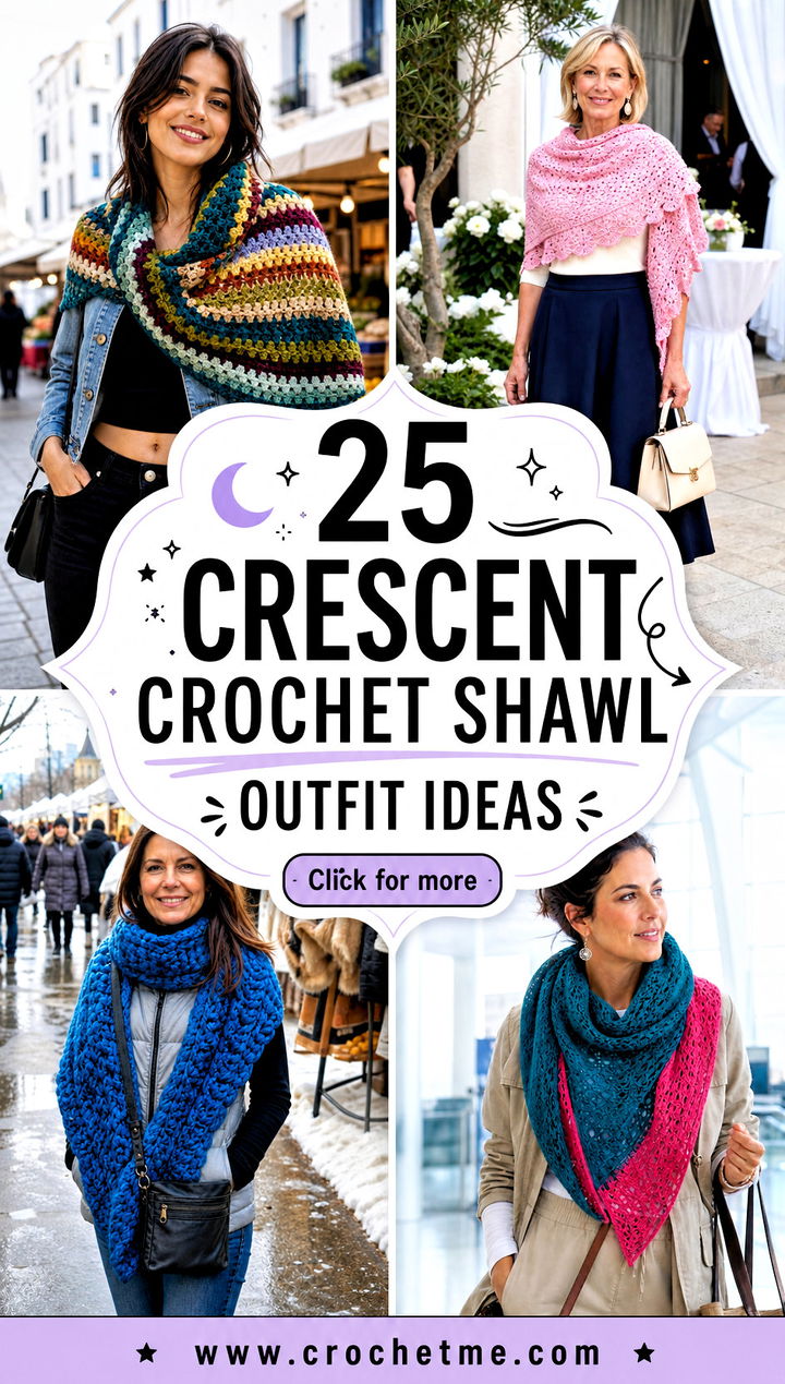 25 Crescent Crochet Shawl outfit ideas - 25 Crescent Crochet Shawl outfit ideas