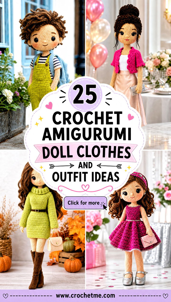 25 Crochet Amigurumi Doll Clothes and outfit ideas - 25 Crochet Amigurumi Doll Clothes and outfit ideas
