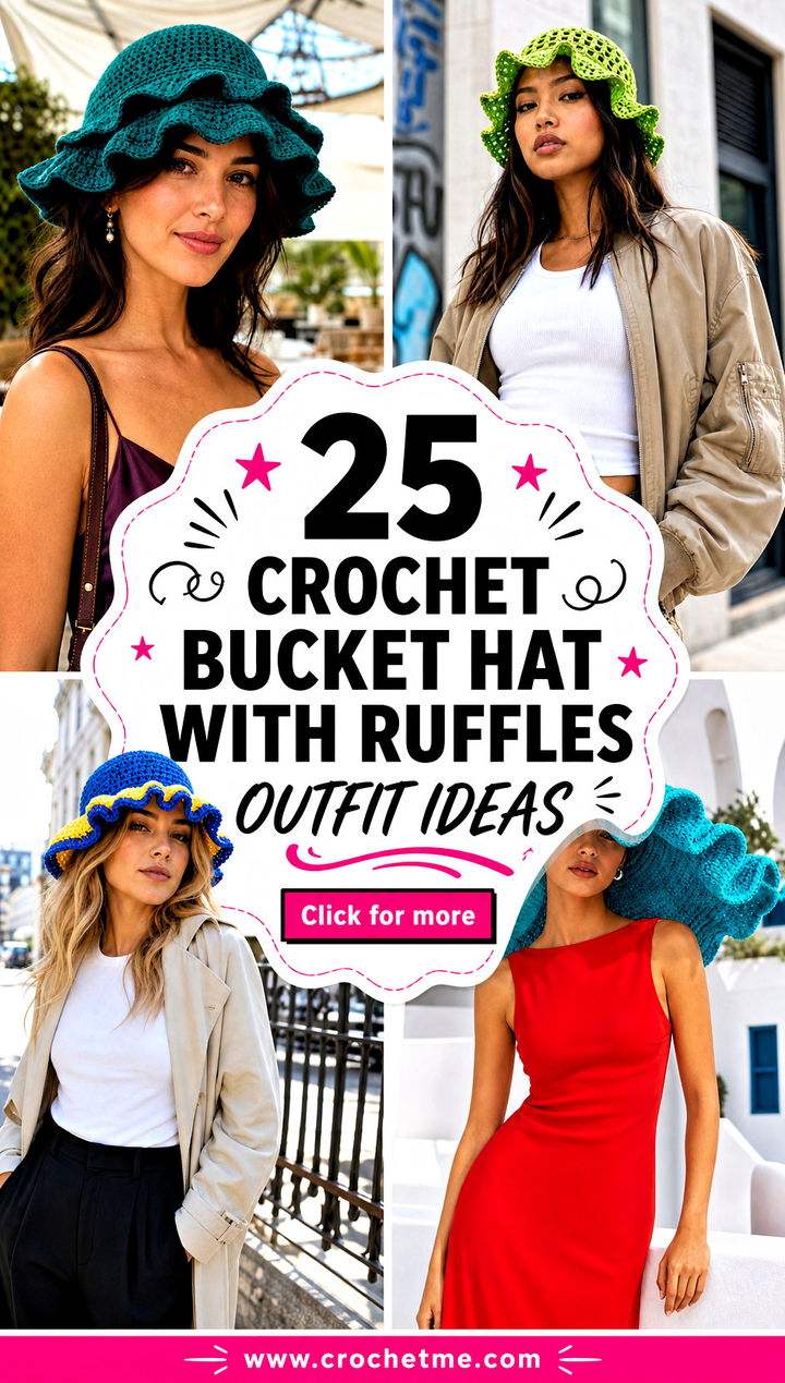 25 Crochet Bucket Hat With Ruffles outfit ideas - 25 Crochet Bucket Hat With Ruffles outfit ideas