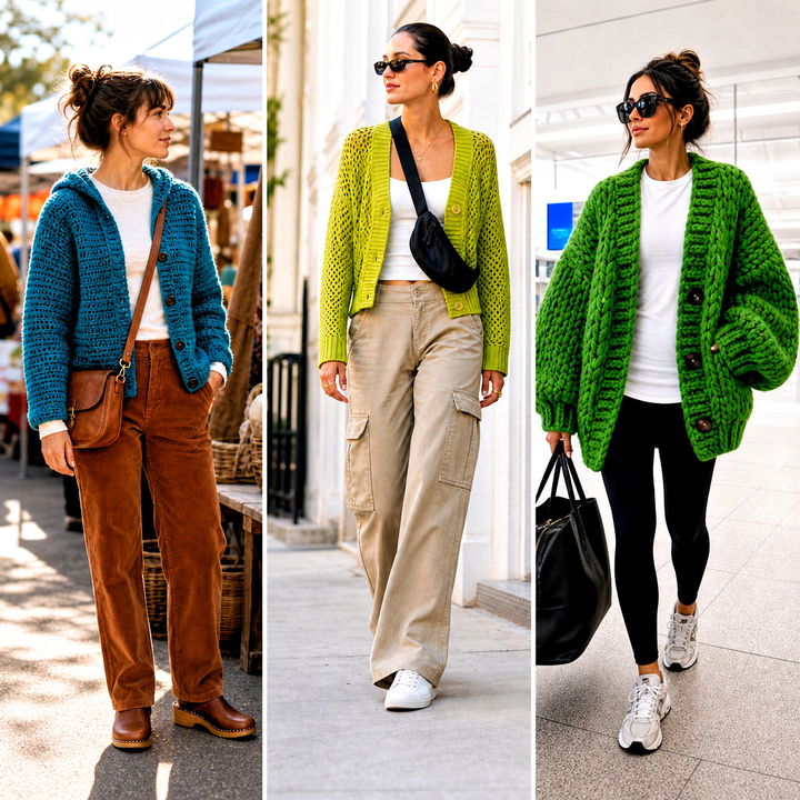25 Crochet Button Cardigan Outfit Ideas for Polished Layers