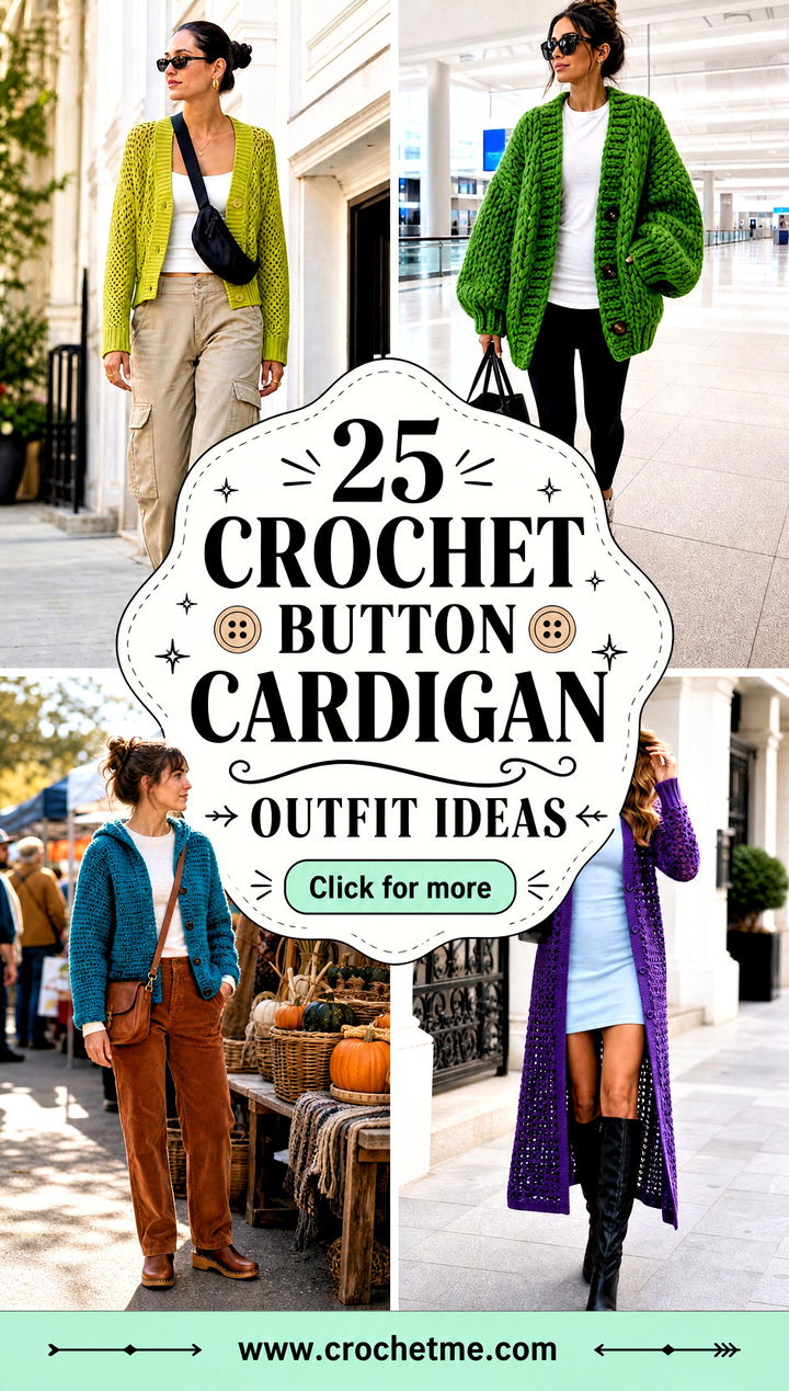 25 Crochet Button Cardigan outfit ideas - 25 Crochet Button Cardigan outfit ideas