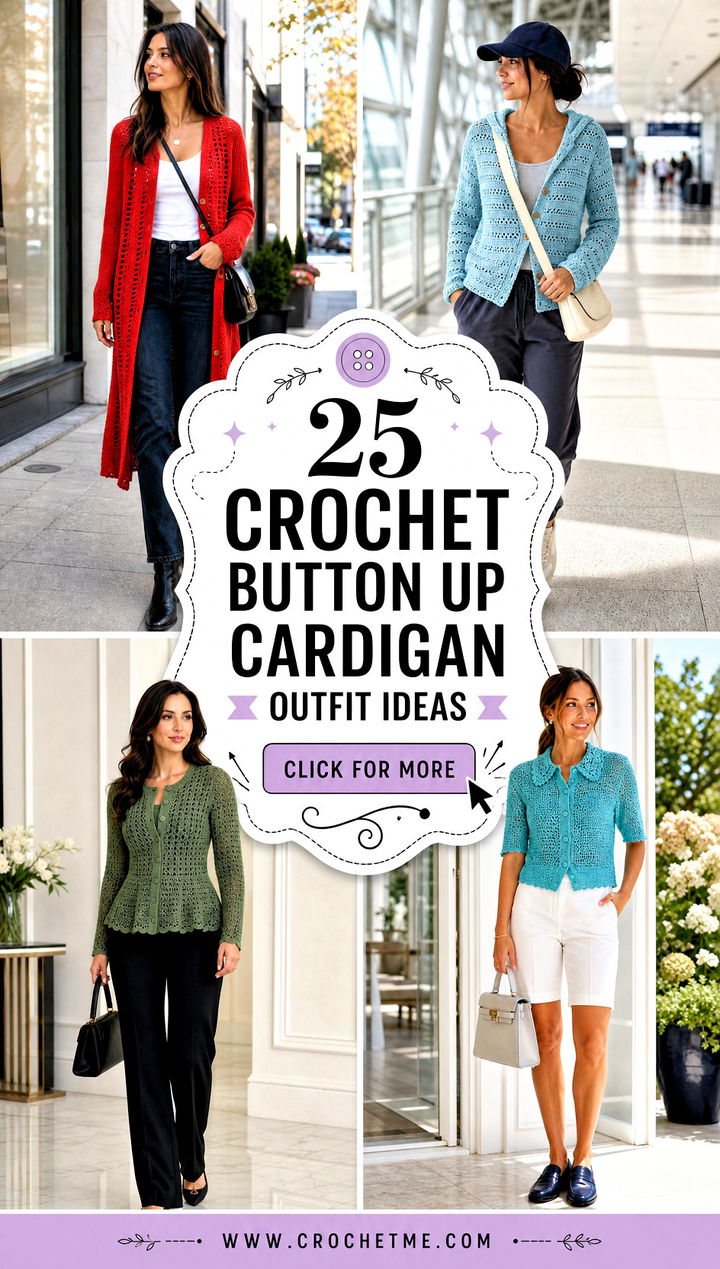 25 Crochet Button Up Cardigan outfit ideas - 25 Crochet Button Up Cardigan outfit ideas