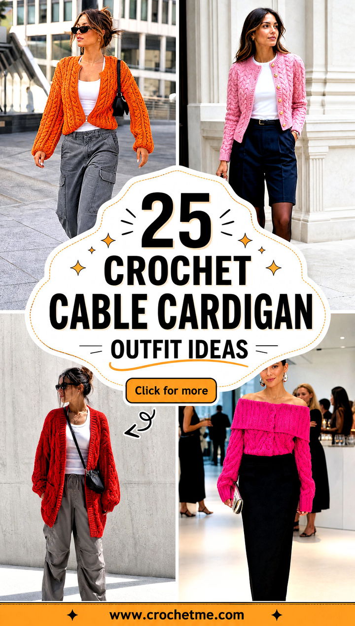 25 Crochet Cable Cardigan outfit ideas - 25 Crochet Cable Cardigan outfit ideas