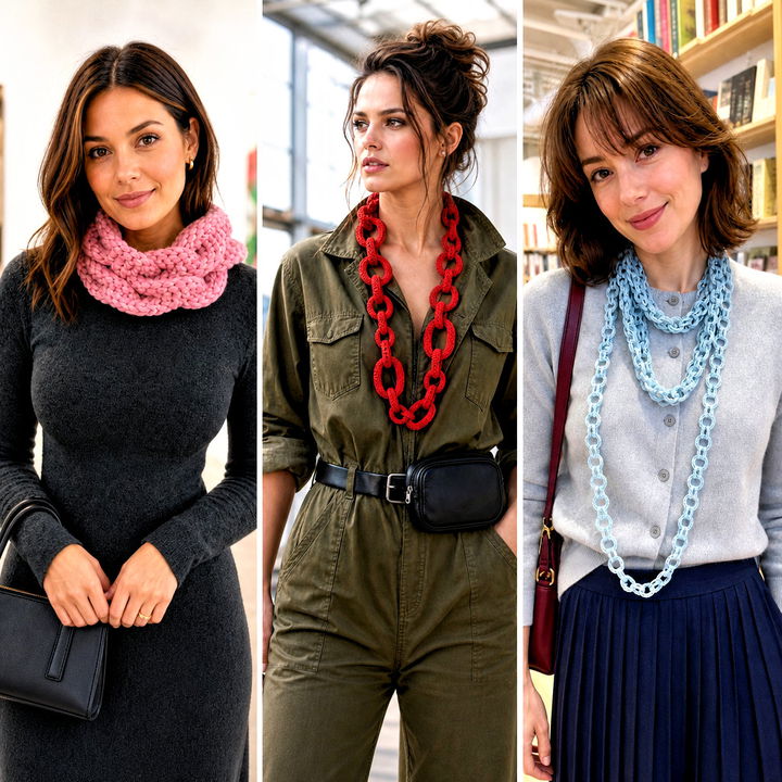 25 Crochet Chain Link Scarf Outfit Ideas for Bold Winter Style