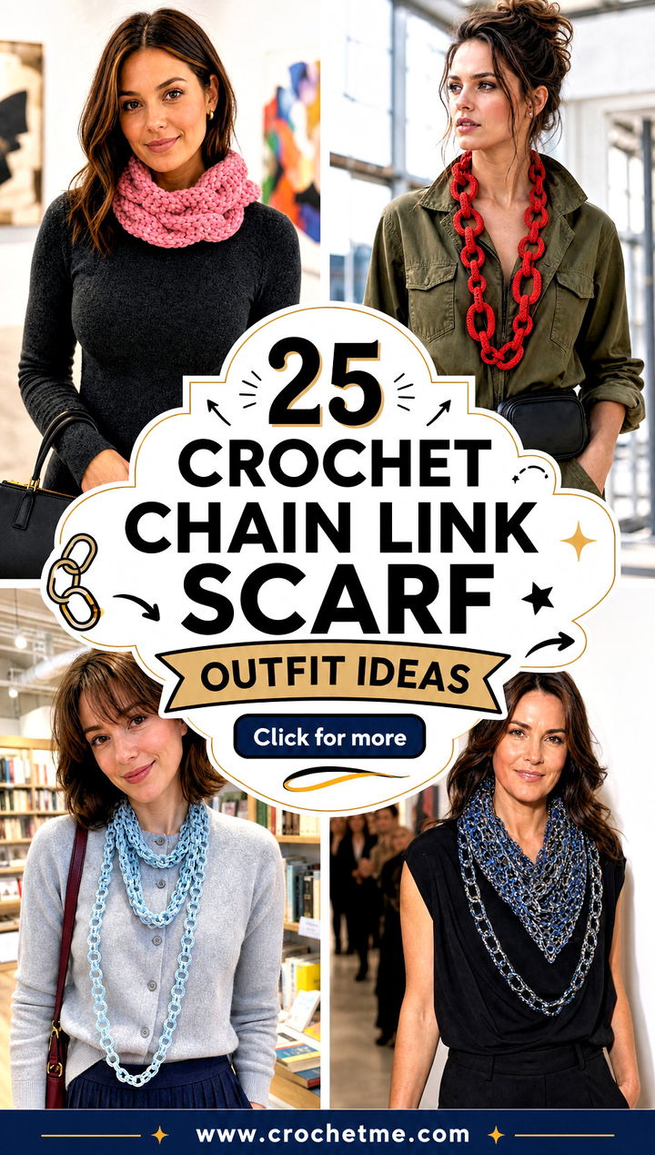25 Crochet Chain Link Scarf outfit ideas - 25 Crochet Chain Link Scarf outfit ideas