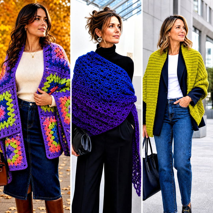 25 Crochet Chunky Shawl Outfit Ideas for Cozy Layered Looks