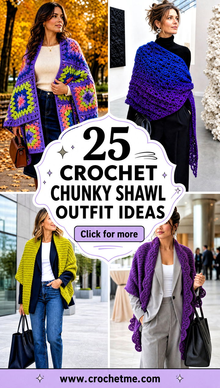 25 Crochet Chunky Shawl outfit ideas - 25 Crochet Chunky Shawl outfit ideas