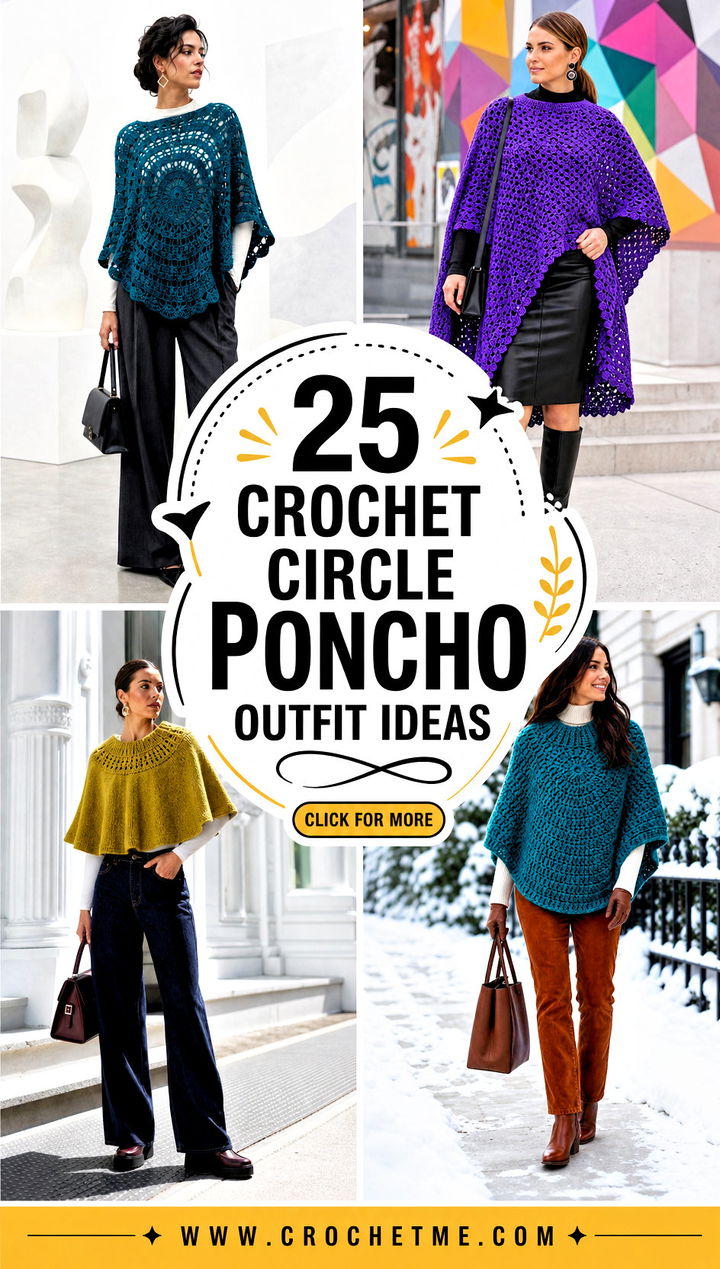 25 Crochet Circle Poncho outfit ideas - 25 Crochet Circle Poncho outfit ideas