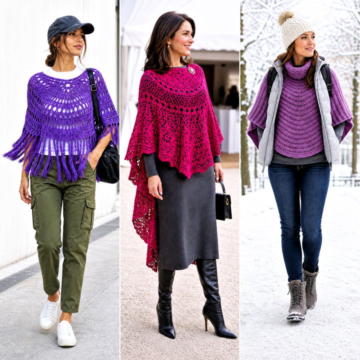 25 Crochet Circular Poncho Outfit Ideas for Cozy Layers