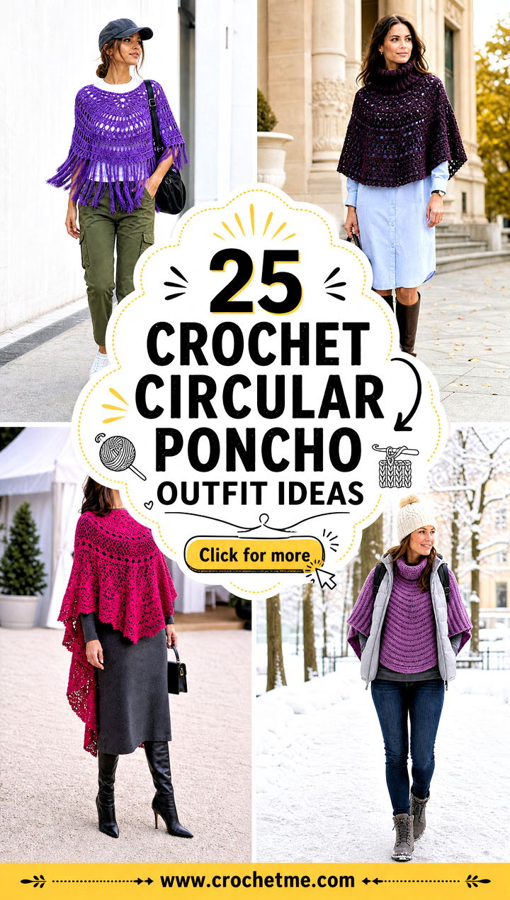 25 Crochet Circular Poncho outfit ideas - 25 Crochet Circular Poncho outfit ideas