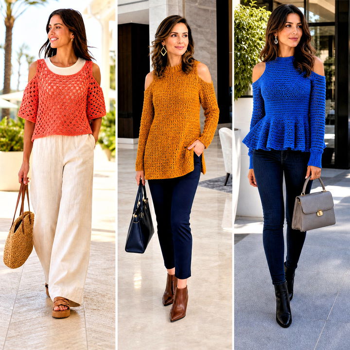25 Crochet Cold Shoulder Sweater Outfit Ideas for Date Nights