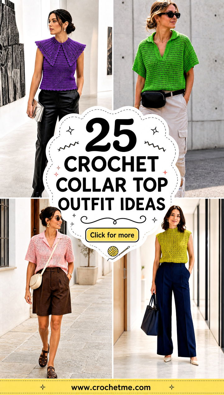 25 Crochet Collar Top outfit ideas - 25 Crochet Collar Top outfit ideas