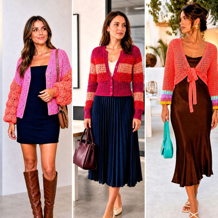 25 Crochet Colourful Cardigan Outfit Ideas for Joyful Style