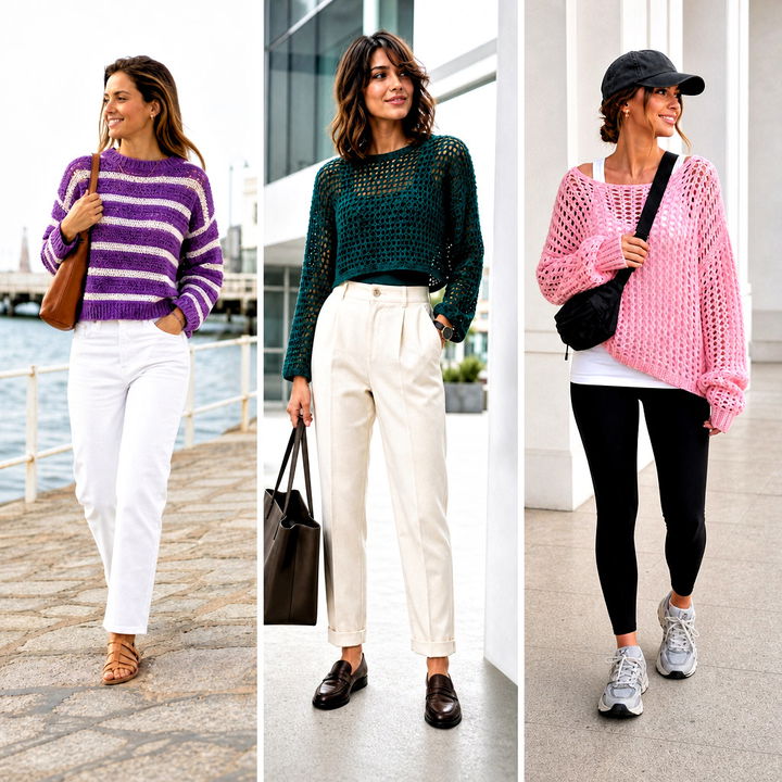 25 Crochet Cotton Sweater Outfit Ideas for Breezy Layered Looks