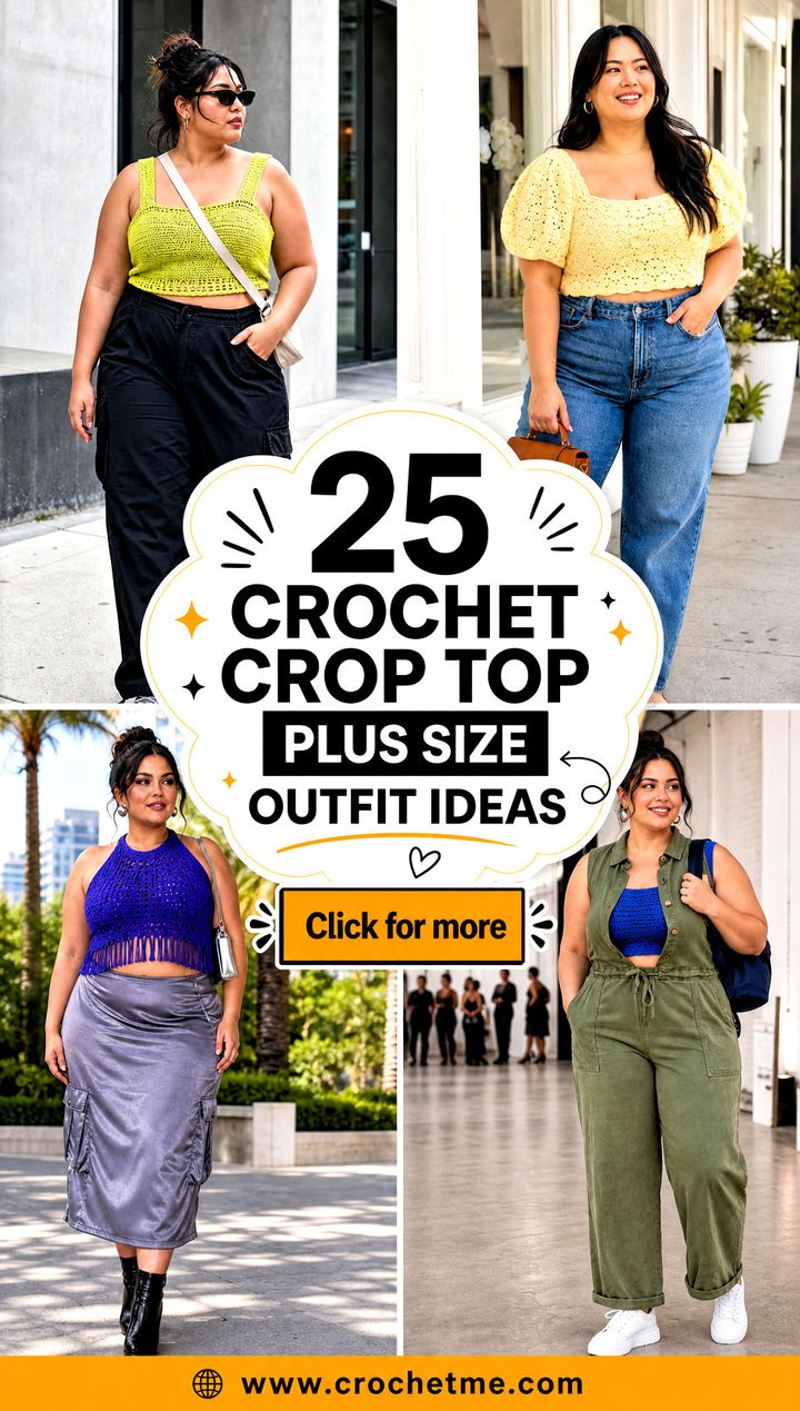25 Crochet Crop Top Plus Size outfit ideas - 25 Crochet Crop Top Plus Size outfit ideas