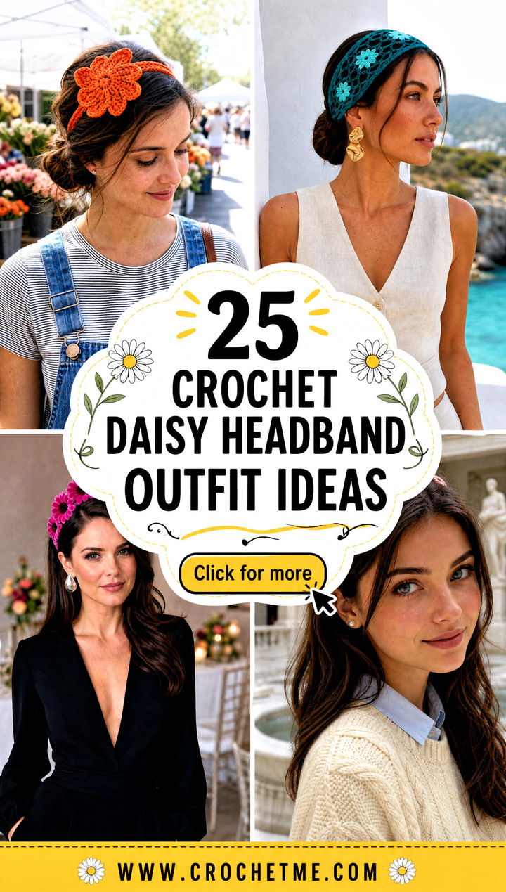 25 Crochet Daisy Headband outfit ideas - 25 Crochet Daisy Headband outfit ideas
