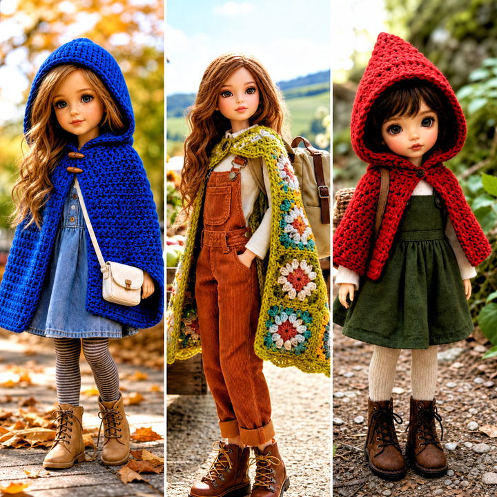25 Crochet Doll Cape Outfit Ideas for Charming Mini Looks