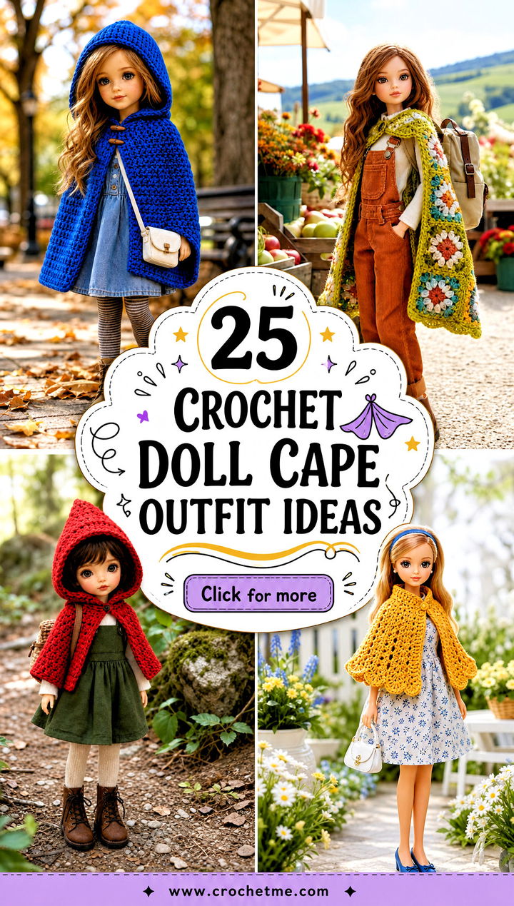 25 Crochet Doll Cape outfit ideas - 25 Crochet Doll Cape outfit ideas