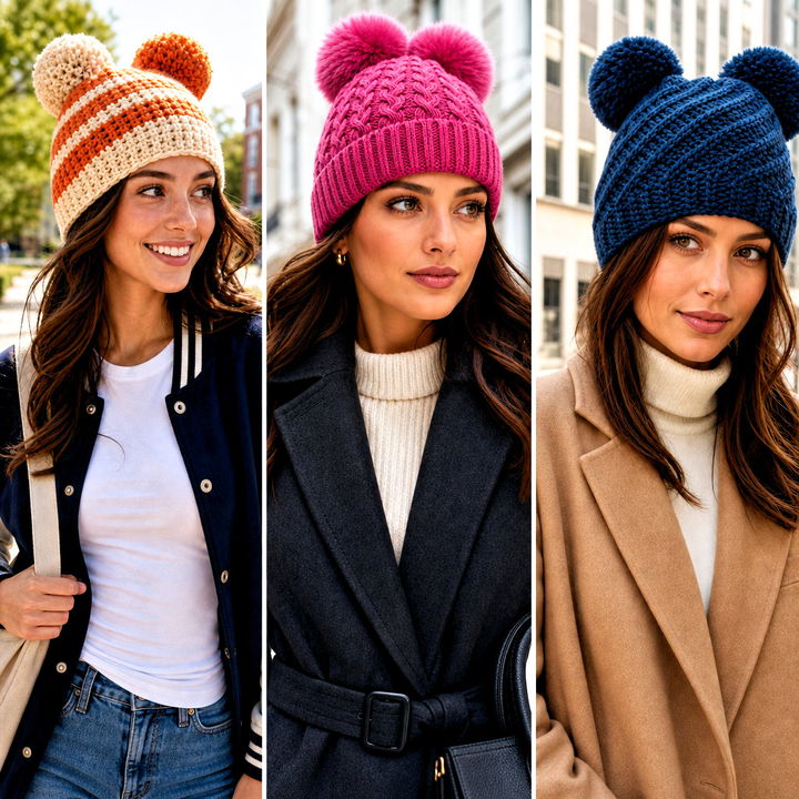 25 Crochet Double Pom Pom Hat Outfit Ideas for Cozy Winter Days