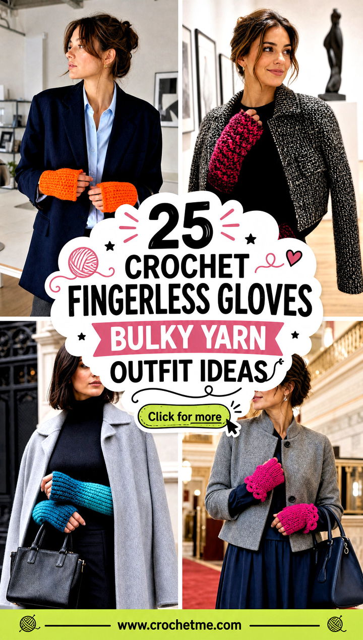 25 Crochet Fingerless Gloves Bulky Yarn outfit ideas - 25 Crochet Fingerless Gloves Bulky Yarn outfit ideas