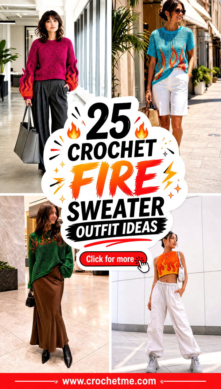 25 Crochet Fire Sweater outfit ideas - 25 Crochet Fire Sweater outfit ideas
