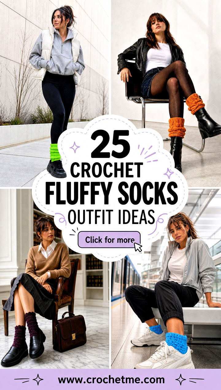 25 Crochet Fluffy Socks outfit ideas - 25 Crochet Fluffy Socks outfit ideas