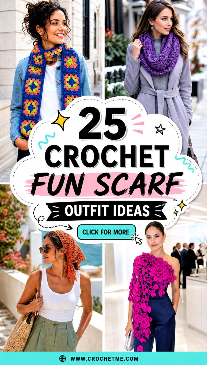 25 Crochet Fun Scarf outfit ideas - 25 Crochet Fun Scarf outfit ideas