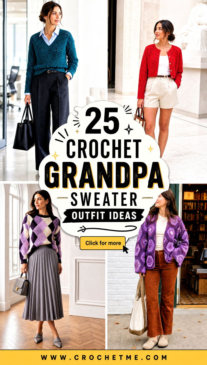 25 Crochet Grandpa Sweater outfit ideas - 25 Crochet Grandpa Sweater outfit ideas