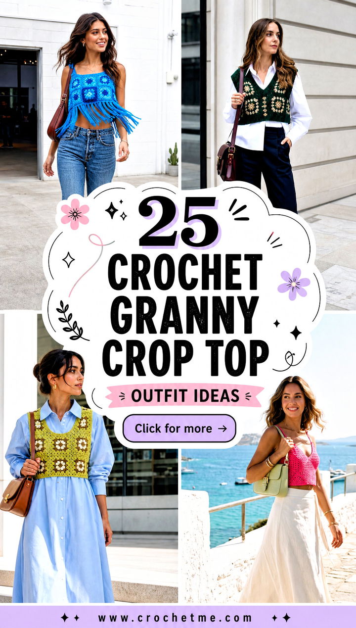 25 Crochet Granny Crop Top outfit ideas - 25 Crochet Granny Crop Top outfit ideas