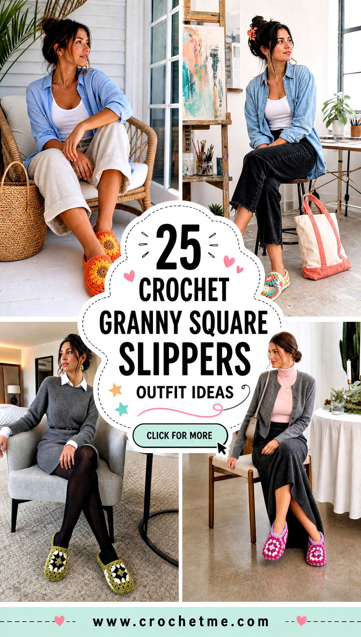 25 Crochet Granny Square Slippers outfit ideas - 25 Crochet Granny Square Slippers outfit ideas