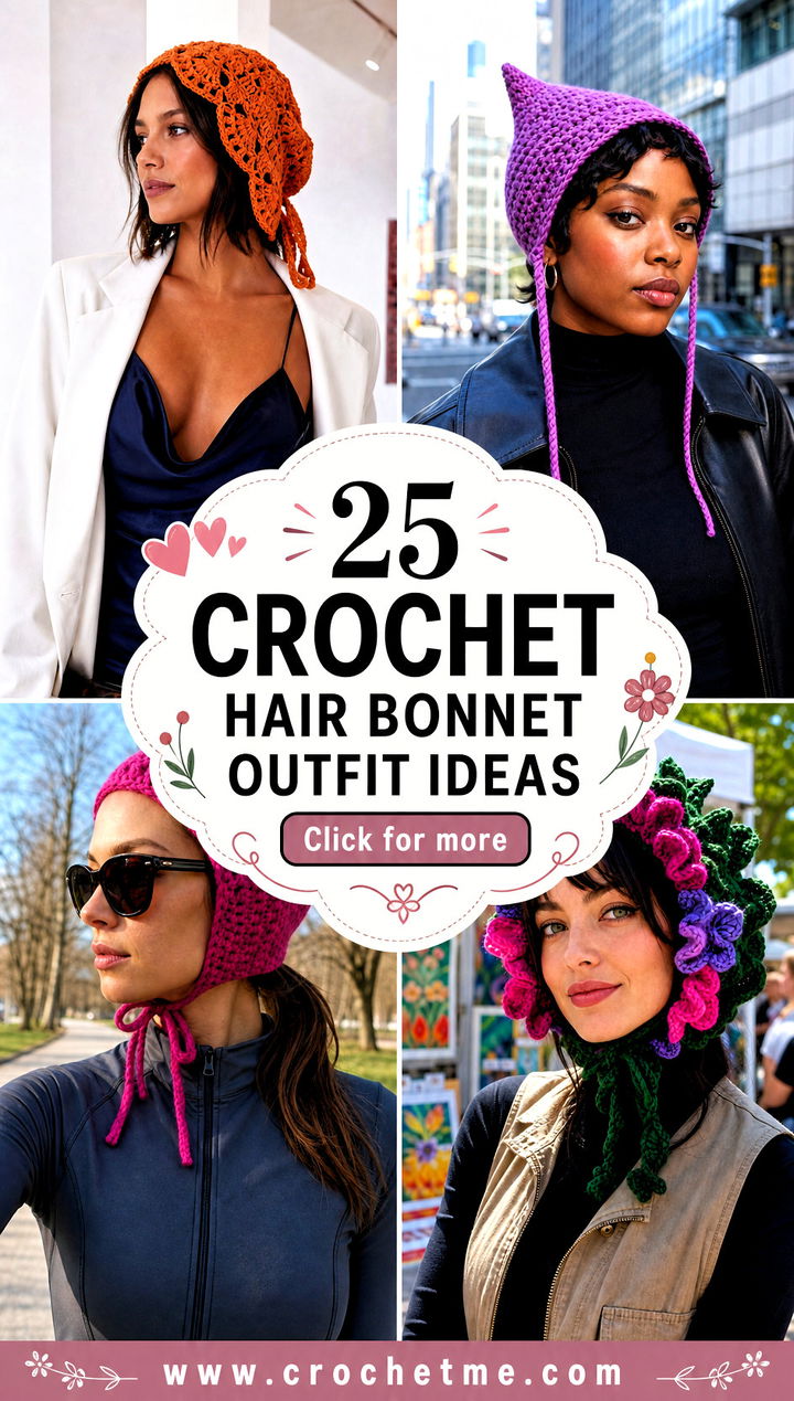 25 Crochet Hair Bonnet outfit ideas - 25 Crochet Hair Bonnet outfit ideas