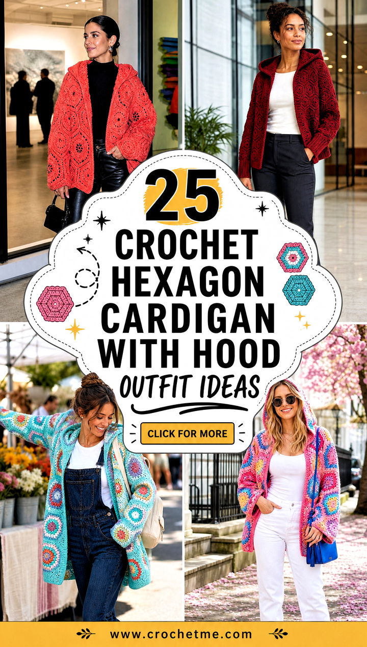 25 Crochet Hexagon Cardigan With Hood outfit ideas - 25 Crochet Hexagon Cardigan With Hood outfit ideas