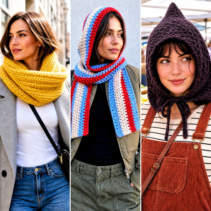 25 Crochet Hoodie Scarf Outfit Ideas for Chic Winter Layers