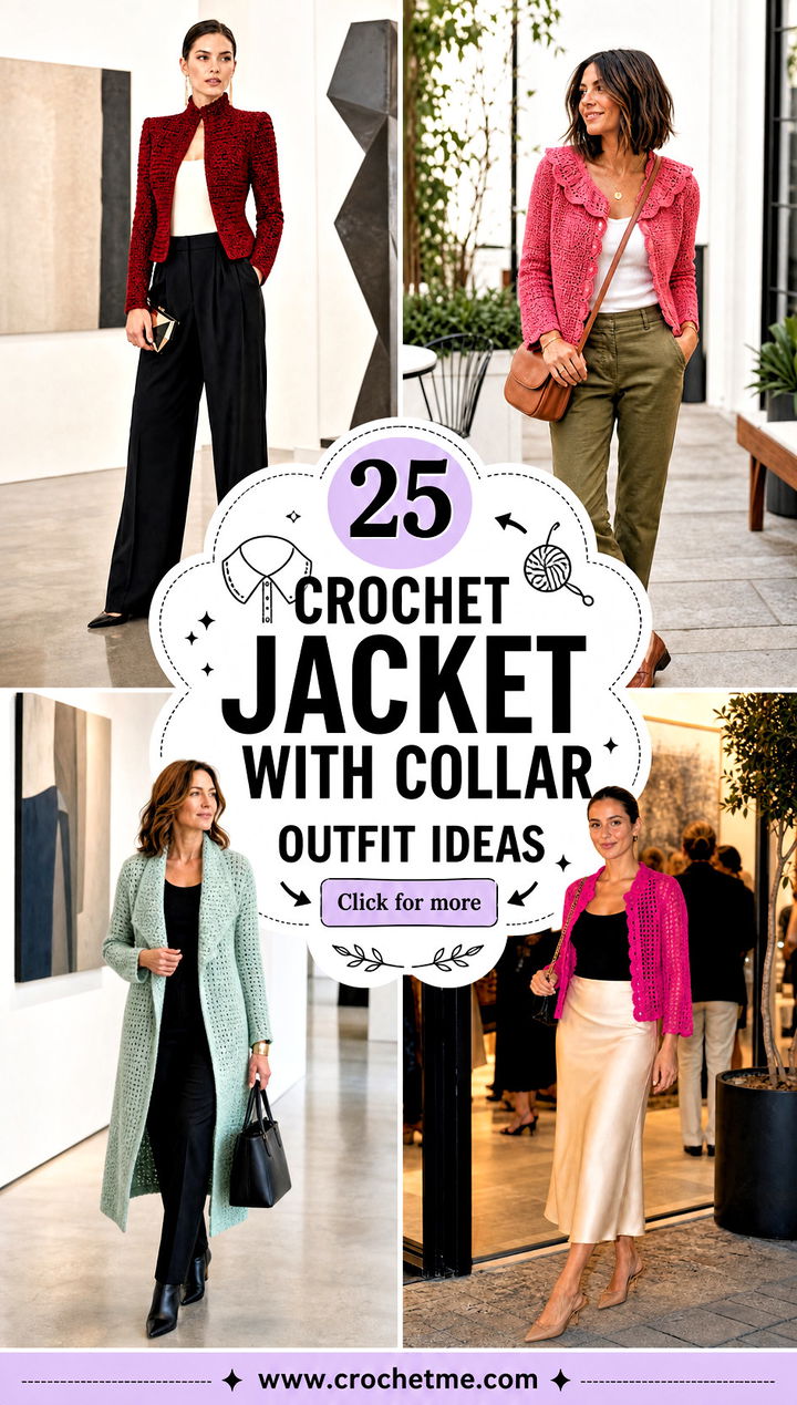 25 Crochet Jacket With Collar outfit ideas - 25 Crochet Jacket With Collar outfit ideas