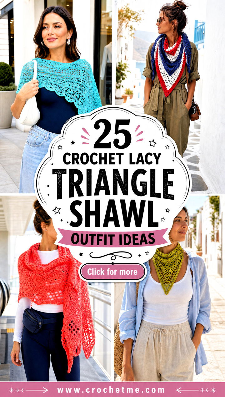 25 Crochet Lacy Triangle Shawl outfit ideas - 25 Crochet Lacy Triangle Shawl outfit ideas