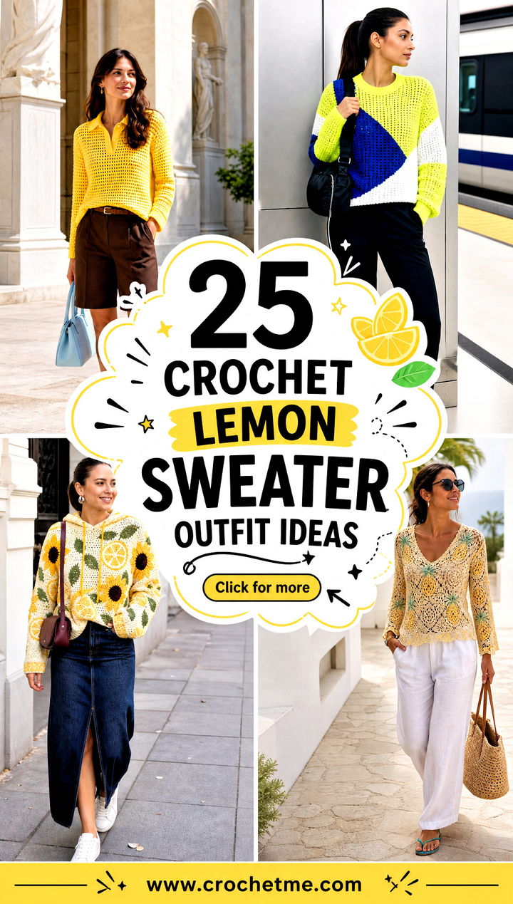 25 Crochet Lemon Sweater outfit ideas - 25 Crochet Lemon Sweater outfit ideas